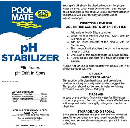 Pool Mate 1-Quart Premium pH Balancer for Hot Tubs, Stabilizes pH to The Correct Range, Made in USA
