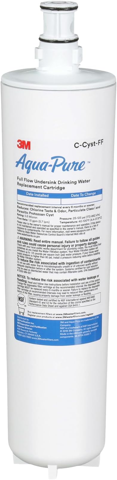 3M Aqua-Pure Under Sink Full Flow Replacement Cartridge AP Easy C-Cyst-FF, for use with AP Easy Cyst-FF System