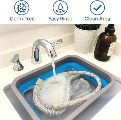CPAP Cleaning Kit Hose and Mask for CPAP Hanger Dryer with 6.9 ft Thick Wire Brush, Collapsible Wash Basin, Compatible with 22mm and 15mm Hose, Extra Soft Bristles Cleaner CPAP Supplies
