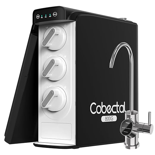 Cobectal Under Sink Reverse Osmosis System,TDS PFOS&PFOA Reduce, 800GPD Under Counter Ro System,3:1 Pure to Drain,11 Stage Tankless Reverse Osmosis Water Filter,Smart LED Faucet