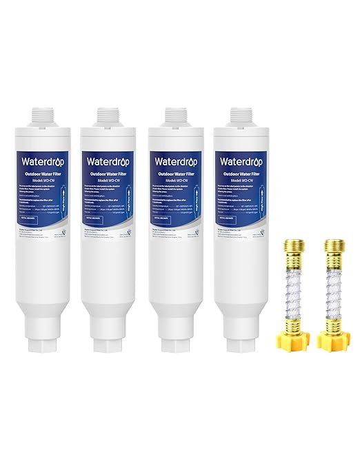 Waterdrop Hard Water Filter for Hose Car Wash, Water Deionizer for Car Washing, Window, Boat, Marine, Motorcycle, Yard Cleaning, Wash Spot Free, 4 Pack with 2 Hose Protector