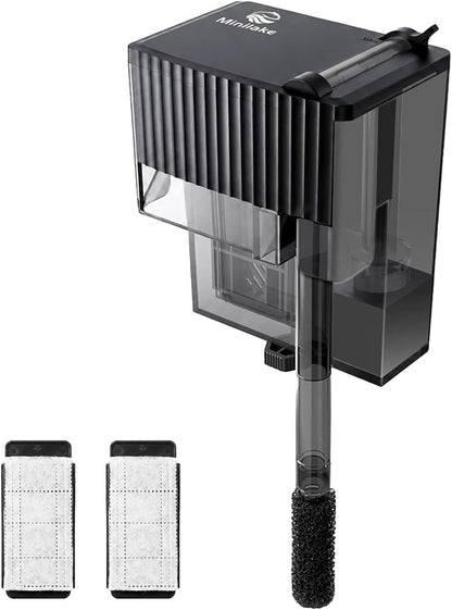 Small Fish Tank Filter | Hang on Back Filter up to 5 Gallon Nano Aquarium Adjustable Flow for Betta Shrimp Tank