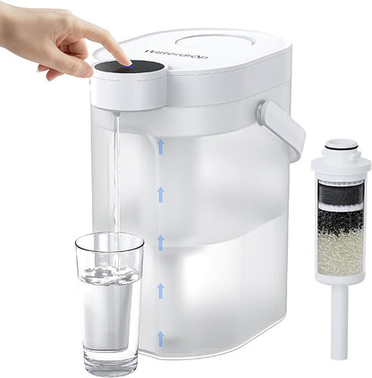Waterdrop ED06W Electric Water Filter Pitcher, FreshTaste Rechargeable Dispenser, 17-Cup Instant Countertop Purifier, Reduce Chlorine, Lead, Copper, Purify, Soften Water, Does not Lower TDS, White