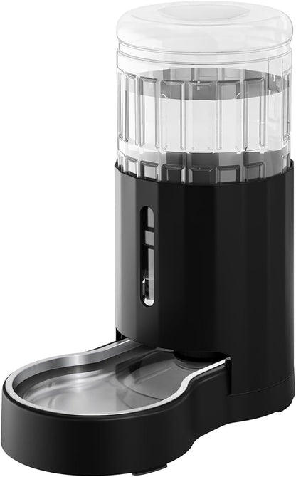 CZPET Dog Water Bowl Dispenser 8L, Wider Mouth & Upgraded Brush for Easy Cleaning Automatic Cat Gravity Refilling Waterer with Removable Stainless Steel Bowl, Large Drinking Area for Multi-Pet (Black)
