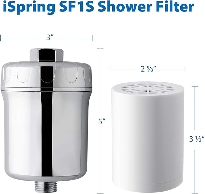 iSpring FSF1 33-Stage Universal Shower Filter Replacement Cartridge, Removes Chlorine, Sediment, Heavy Metal, and Odor, Improves Conditions of Skin, Hair, and Nails, High Output No Clog, White