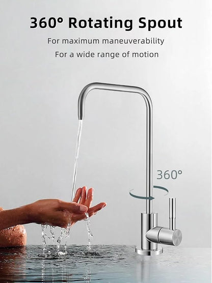 Drinking Water Faucet,Lead-Free Water Filter Faucet,Easy to Install Reverse Osmosis Faucets for Kitchen Bar Sink,Brushed Nickel SUS304 Stainless Steel