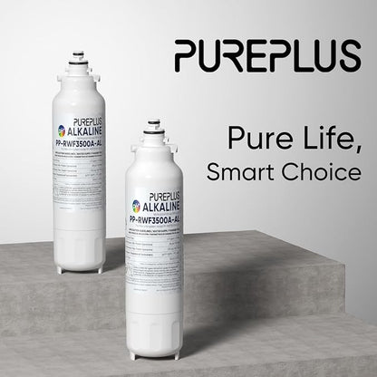 PUREPLUS Alkaline Replacement for ADQ73613401, LG® LT800P®, LT800PC, ADQ736134, ADQ73613402, LSXS26326S, LSXS26366S, LSXS26366D, 46-9490, Refrigerator Water Filter and LT120F® Air Filter, 3Pack