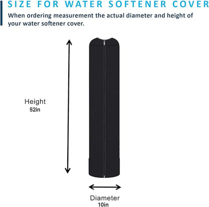 Water Softener Tank Jacket 10x52 Inch – 4mm Insulated Neoprene Cover to Prevent Sweating, Outdoor Water Softener Protector for Basement or Garage, Heavy-Duty Zippered Slip-On Design
