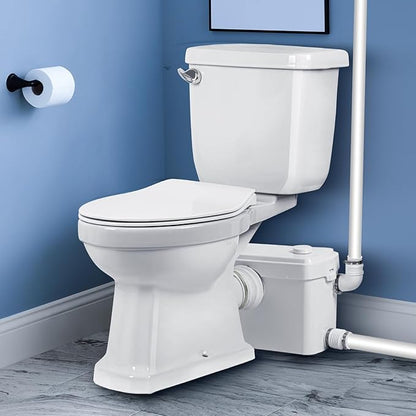 750watt Macerating Toilet with Pump, Two-Piece Upflush Toilet For Basement, Powerful & Quiet Macerating System With 3 Water Inlet & Ac Vent, 36ft Vertically, Elongated Bowl