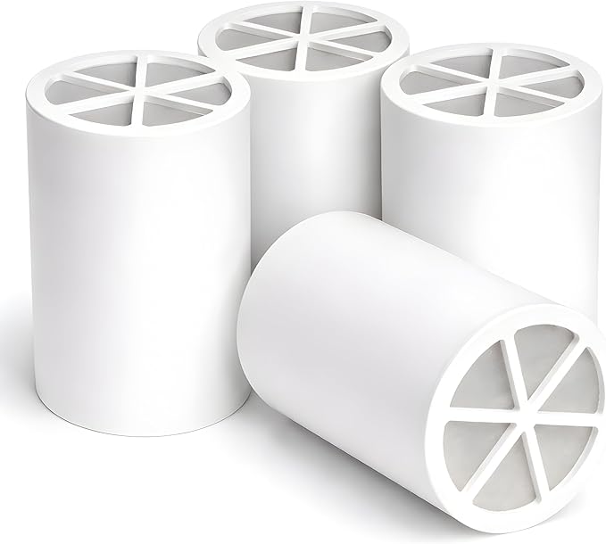 Crystal Quest Shower Filter Replacement Cartridge - Removes Chlorine and Contaminants for Cleaner Water - Durable BPA-Free - Built in the USA - Fits Crystal Quest Shower Filters [Pack of 4]