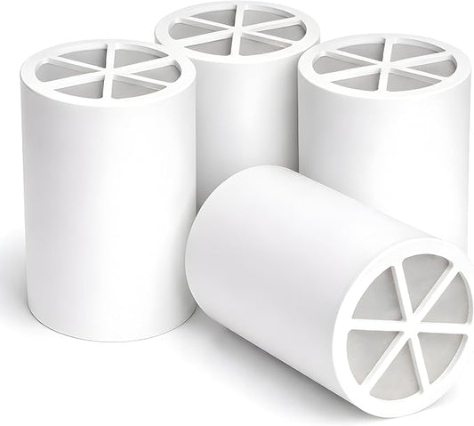 Crystal Quest Shower Filter Replacement Cartridge - Removes Chlorine and Contaminants for Cleaner Water - Durable BPA-Free - Built in the USA - Fits Crystal Quest Shower Filters [Pack of 4]