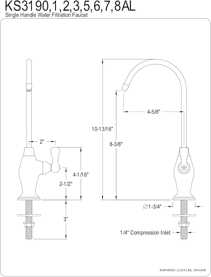 Kingston Brass Gourmetier KS3191AL Restoration Single Handle Water Filtration Faucet, Polished Chrome, 10.81 x 4.63 x 1.75