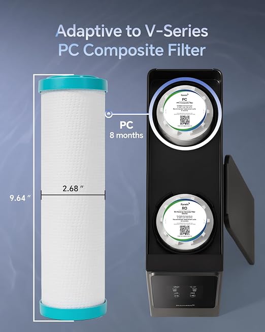 Ranein PC Composite Filter Replacement, Compatible with V-Series (V600/V800) Water Purifiers, 8-Month Lifespan, 3s Quick-Change, No Tools Needed