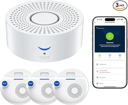 Nuleto WiFi Water Leak Detector 1s,Smart Water Sensor Alarm,Water Alarm with SMS,Phone Call,APP Push,492ft for Home,Basement,Kitchen,3 Pack,2.4G WiFi Only