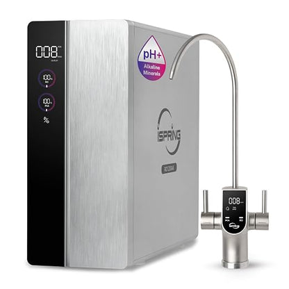 iSpring RO1200AK Dual-Flow Reverse Osmosis Water Filter, 1200 GPD Under Sink Tankless RO System, pH+ Alkaline Remineralization, 3:1 Pure to Drain, Auto Flush, TDS PFAS Reduction, Filter Reminder