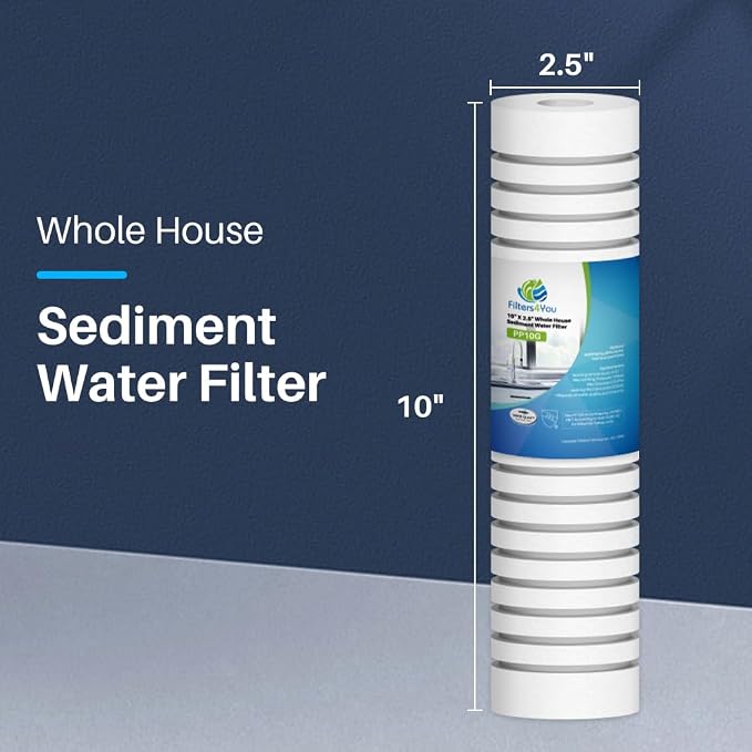 CFS – 5-Micron Grooved Sediment Melt Blown Water Filter Cartridges Compatible with AP110, WHCF-GD05, FPMBG-5-975 Models – 10" x 2.5" Whole House Replacement Filter Cartridge - 6 Pack