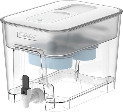 Waterdrop WFD-22W-DF-A Water Filter Dispenser, Alkaline 40-Cup Water Purifier, 2 Built-in Filters, 8X Faster Filtration, 200-Gallon Lifespan, Mineralized Alkaline Water, Reduces Chlorine, White