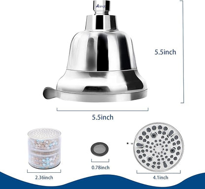 Filtered Shower Head - Water Softener Shower Head with Filter - Shower Filter for Hard Water Removes Chlorine and Harmful Substances for Healthier Hair Skin-Chrome