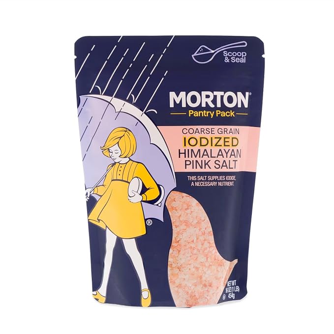 Morton Iodized Himalayan Pink Coarse Salt 1lb., Resealable Pouch