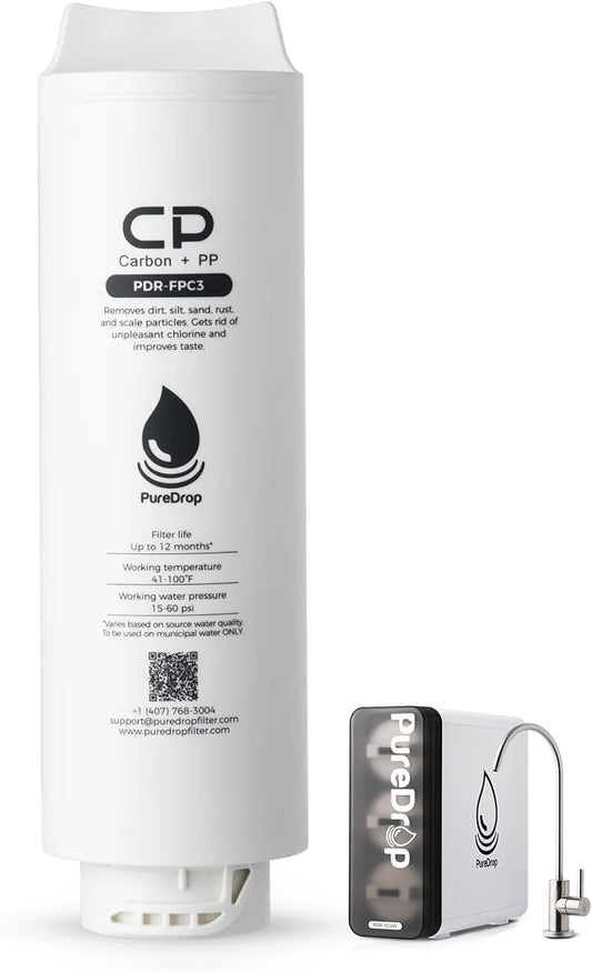 PureDrop PDR-FPC3 Composite Pre-Filter Replacement Filter Cartridge for PDR-3CUW Ultra-Filtration Under Sink Water Filter System