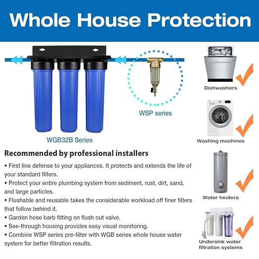 Culligan WH-HD200-C Whole House Water Filter System + iSpring WSP-50 Reusable Whole House Spin Down Sediment Water Filter