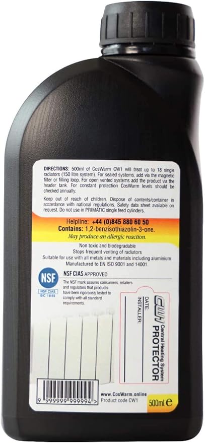 CW1 Central Heating Inhibitor & Protector | Treats Up to 18 Radiators | Boiler Water Chemicals | Prevents Rust, Corrosion & Scale in Boilers, Hot Water Systems & Hydronic Heating Systems