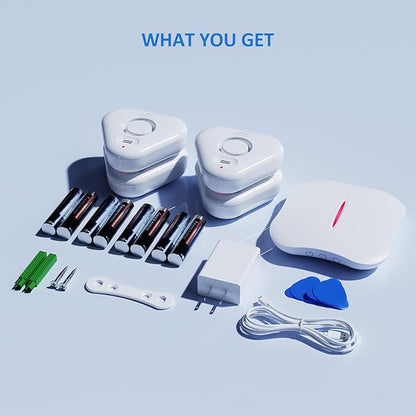 Smart Water Leak Detectors for Home WiFi with App Alerts, Stechro Ajustable 120dB Water Sensor Alarm Leak Detector for Basements Sink Kitchen Laundry, 4 Water Sensors & 1 Gateway