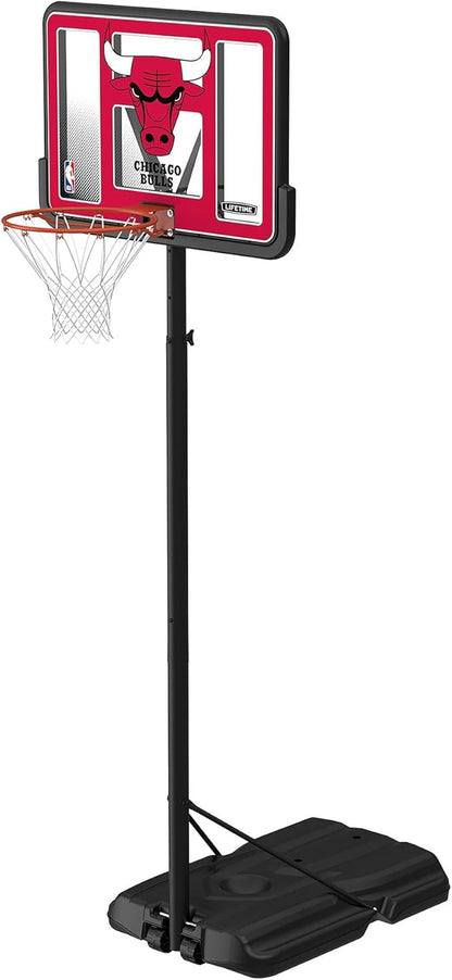Lifetime NBA Chicago Bulls Portable Basketball Hoop, Adjustable Height 7.5-10 Ft, 44 Inch Shatterproof Fusion Backboard, Base with Wheels
