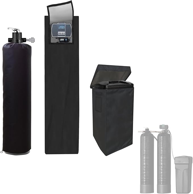 Water Softeners Covers for Outside Units,3 Pcs Water Softener Covers,2 Pcs Filter Tank Covers+1 Pcs Brine Tank Cover,Water Softener Cover Outdoor,Water Softener Covers, Black