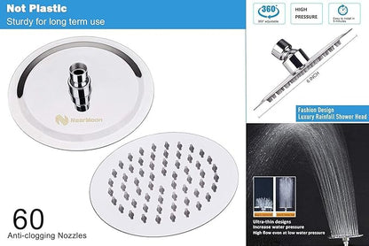 NearMoon Shower Head and 15 Stage Shower Filter Combo, High Pressure Filtered Shower for Hard Water, Improves the Condition of Your Skin, Hair (6 Inch, Chrome)