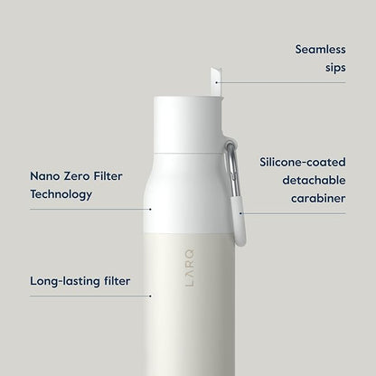 LARQ Bottle Filtered - Insulated Stainless Steel Water Bottle BPA Free with Nano Zero Technology and Long-Lasting Filters, Granite White, 17oz