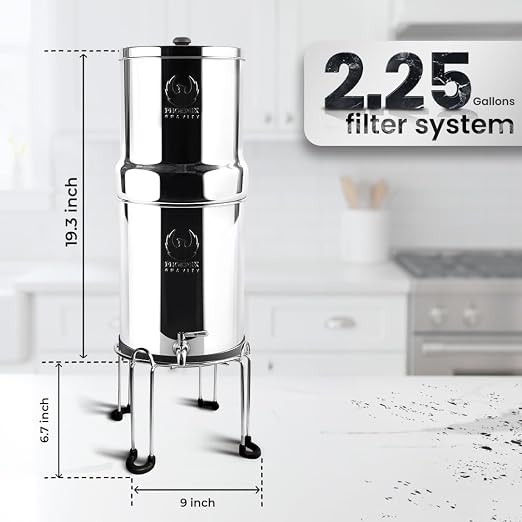 Phoenix Gravity 2.25G Water Filter System with Stainless Steel Stand & Tap