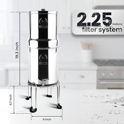 Phoenix Gravity 2.25G Water Filter System with Stainless Steel Stand & Tap