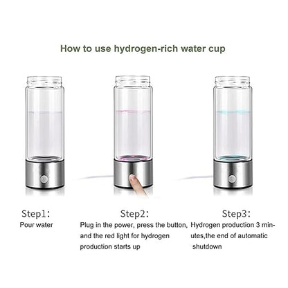 420ml Hydrogen Ionized Water Bottle, 800 to 1200PPB Level up Hydrogen Generator Bottle, Portable Water Ionizer Machine Generator Health Cup for Travel