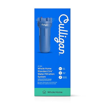 Culligan HF-150A Whole House Water Filter Housing - 3/4" Inlet/Outlet, Standard Duty, Sediment Water Filtration System, UV-Resistant Opaque Design, Pressure Relief Valve, NSF Certified