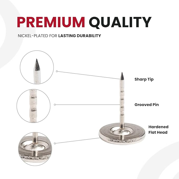 16MM GROOVED Flathead Pins for Retail Security Tags EAS Loss Prevention – 1000 Count – Checkpoint Security Compatible for Theft Prevention – for Apparel, Accessories, Others by BullsEye Protection