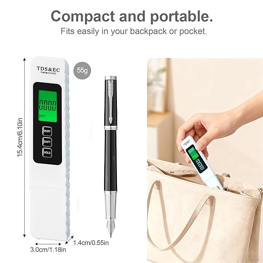 TDS Meter Digital Water Tester 4 in 1 TDS EC & Temperature(°C,°F) Meter, 0-9999 ppm Meter, Portable Large Display Water Testing Kits for Drinking Water Hydroponics Aquarium, RO/DI System