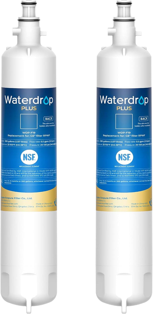 Waterdrop Plus WD-F19 Water Filter Replacement for GE® RPWF, 2 Pack | Reduce PFAS, Replacement for WDP-F19, DWF-36, R-3600, MPF15350, OPFG3-RF300, RWF1063