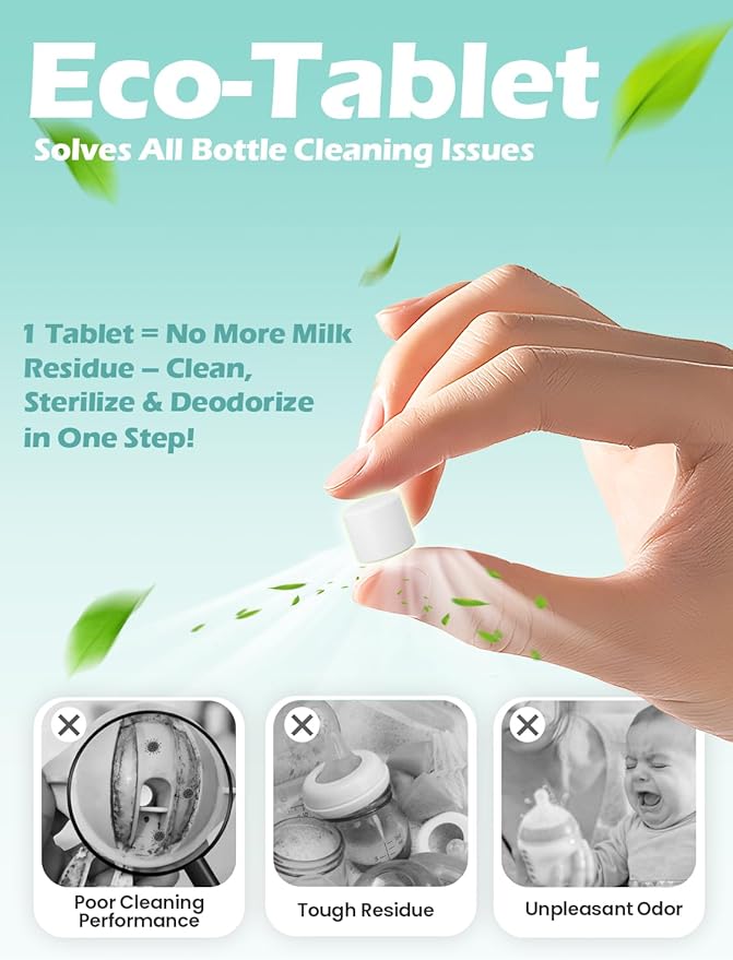 360PCS Official Detergent Cleaning Tablets: for Baby Brezza Grownsy Papablic Momfann Bottle Washer - Baby Bottle Washer Tablets for All Brands Bottles Washers Machines