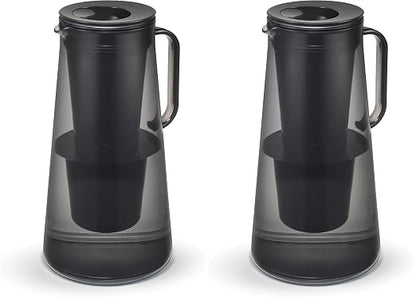 LifeStraw Home – Water Filter Pitcher, 10-Cup, Obsidian, BPA Free Designed for Protection Against Bacteria, parasites, microplastics, Lead, Mercury, PFAS and a Variety of Chemicals (Pack of 2)