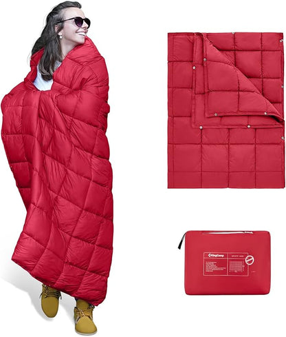 KingCamp Puffy Blanket for Camping, Warm Down Alternative Outdoors Indoors Quilt, Lightweight Compact Packable Windproof Blankets for Stadium, Airplane, Travel, Picnics, Backpacking