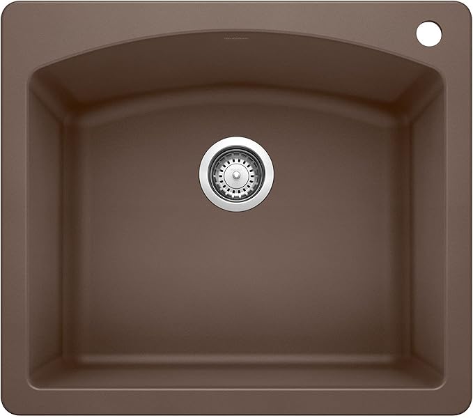BLANCO, Café Brown 440208 DIAMOND SILGRANIT Drop-In or Undermount Kitchen Sink, 25" X 22"
