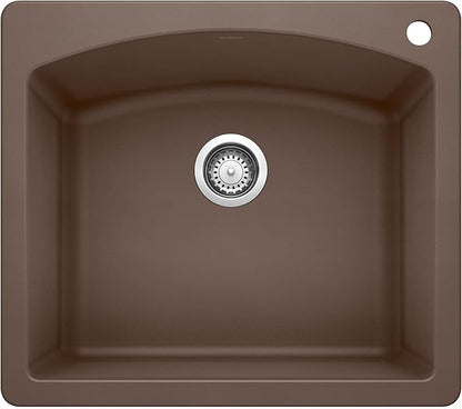 BLANCO, Café Brown 440208 DIAMOND SILGRANIT Drop-In or Undermount Kitchen Sink, 25" X 22"