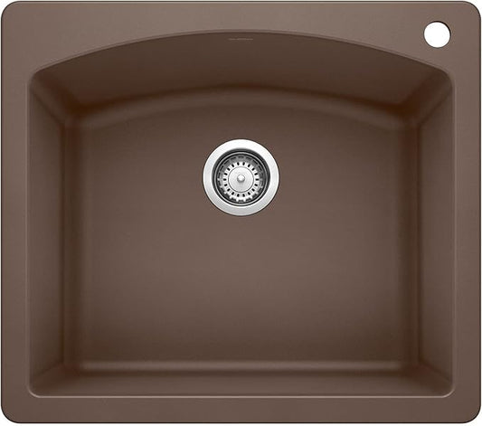 BLANCO, Café Brown 440208 DIAMOND SILGRANIT Drop-In or Undermount Kitchen Sink, 25" X 22"