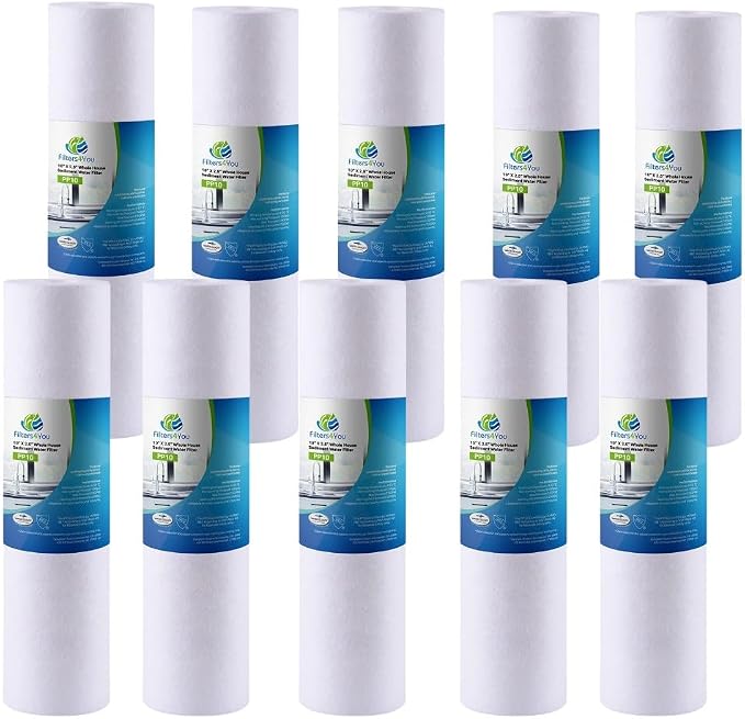 CFS 10" Universal Sediment 5 Micron Filters Compatible for GXWH20S | Fits GXWH20S & Standard 10" x 2.5" Whole House Systems 5 Micron Sediment Filter 10 Pack