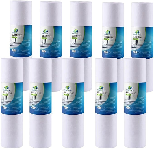 CFS 10" Universal Sediment 5 Micron Filters Compatible for GXWH20S | Fits GXWH20S & Standard 10" x 2.5" Whole House Systems 5 Micron Sediment Filter 10 Pack