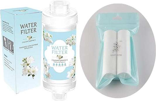 Shower Filter Vitamin C for Hard Water Filter + 2 Shower Aromatherapy Replacement Cartridge Bathroom Accessories Remove Chlorine Fluoride Heavy Metals Jasmine