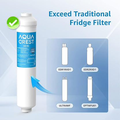 AQUA CREST INL 5 Years Inline Water Filter for Ice Maker with 1/4-Inch Direct Connect Fittings, Idea for Ice Maker, Refrigerator, RV, Inline Refrigerator Water Filter Reduces Chlorine, Taste& Odor