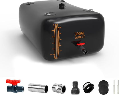 30 Gallon Water Bladder, 1000D PVC Foldable Portable Water Tank, Black Large Capacity Water Bag Container for Garden, Drought Resistance, Fire Prevention, Emergency Supply