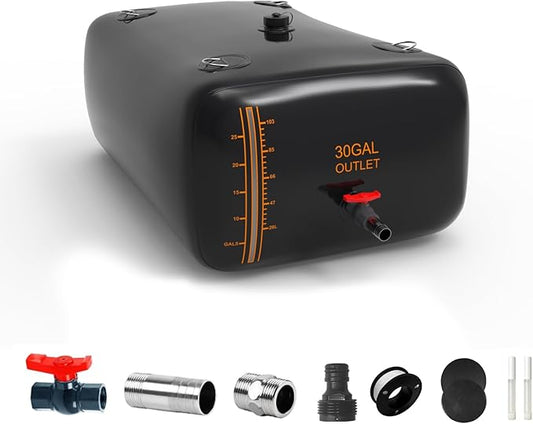 30 Gallon Water Bladder, 1000D PVC Foldable Portable Water Tank, Black Large Capacity Water Bag Container for Garden, Drought Resistance, Fire Prevention, Emergency Supply